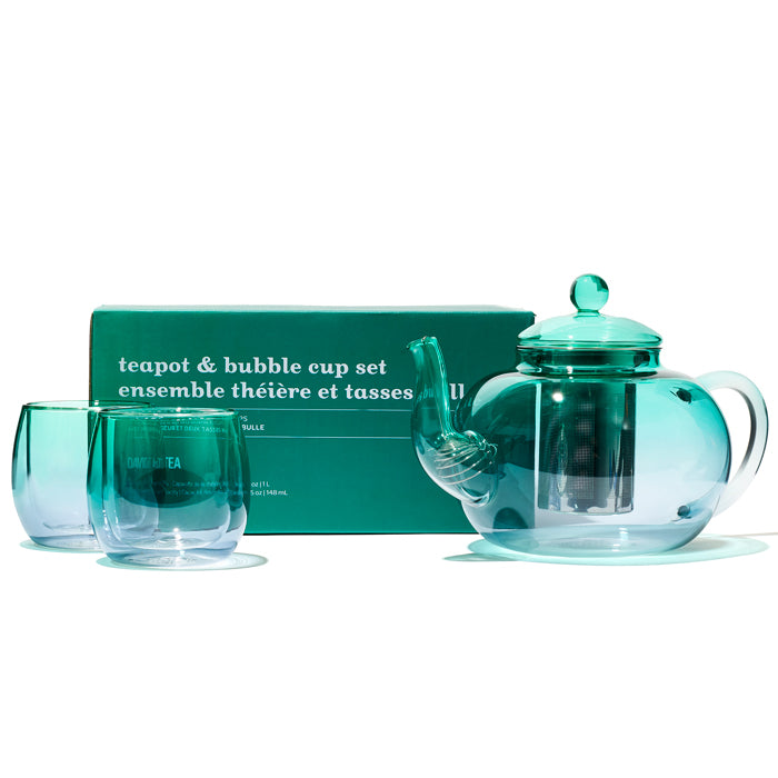 Northern Lights Glass Bubble Teapot & Bubble Cup Set