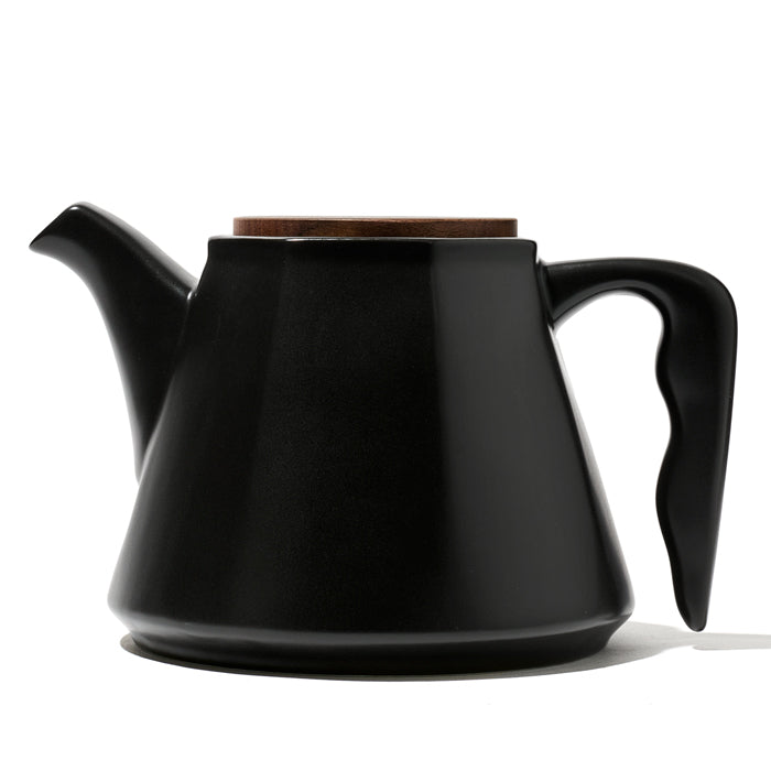 Black Camellia Ceramic Teapot