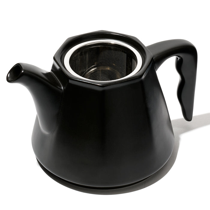 Black Camellia Ceramic Teapot