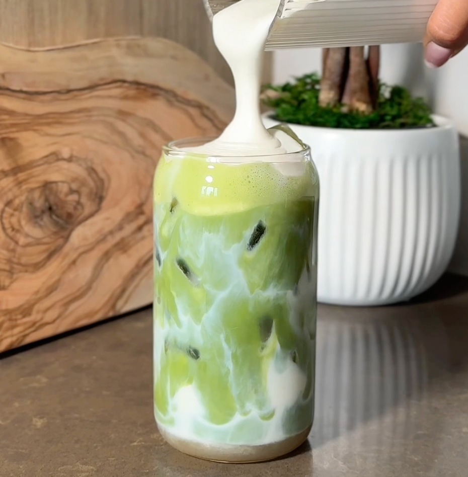 banana bread matcha latte