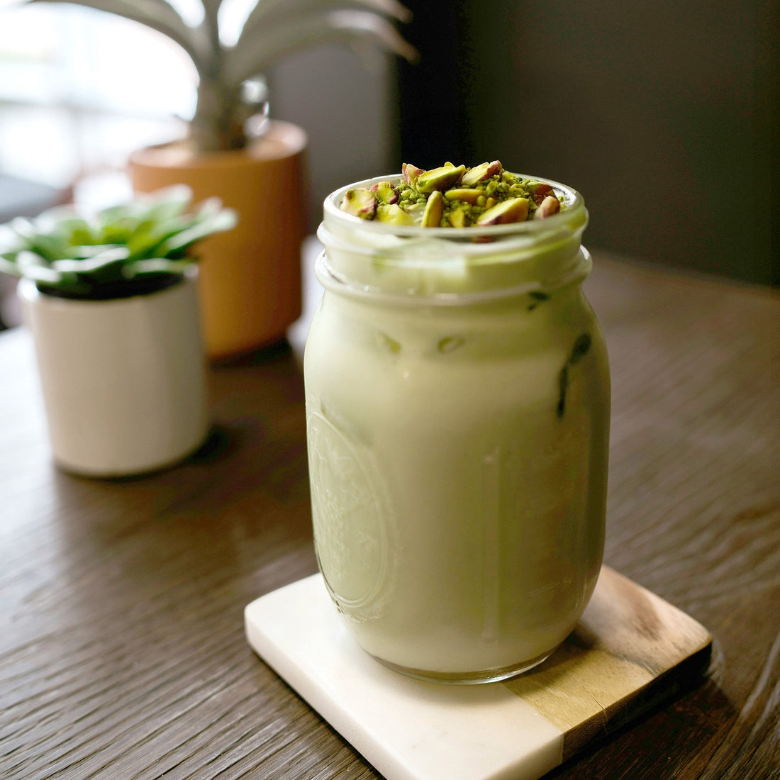 Milk Chocolate Pistachio Matcha Latte