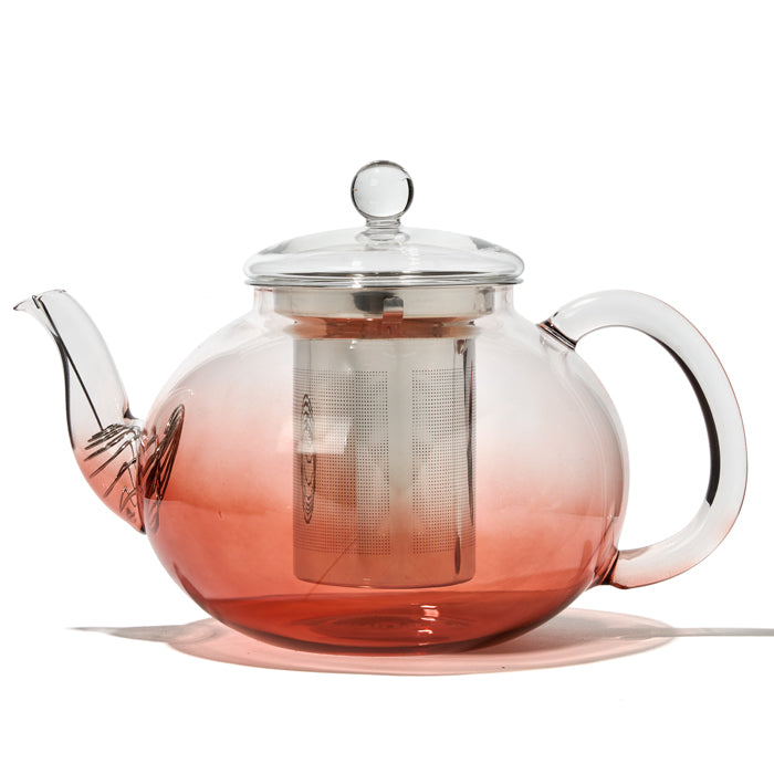 Ombre Rose Glass Bubble Teapot & Bubble Cup Set