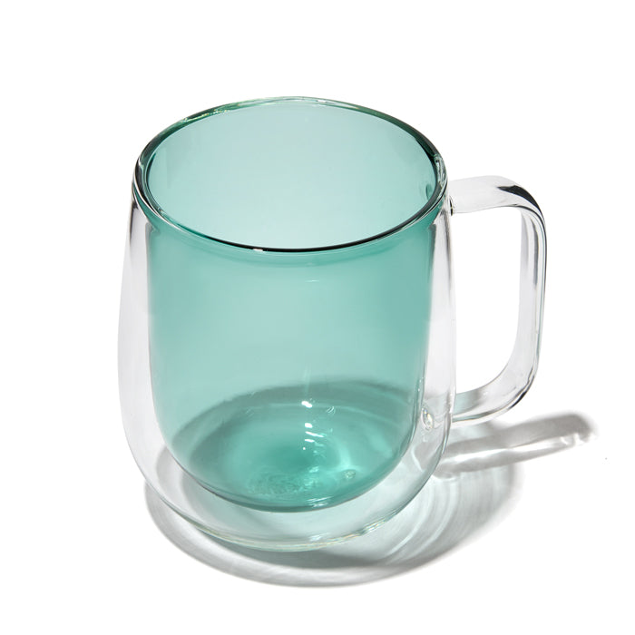 Pine Green Doubled Walled Glass Luna Mugs