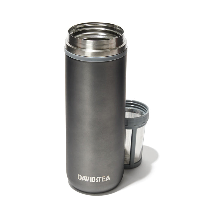 Metallic Grey Carry Travel Mug