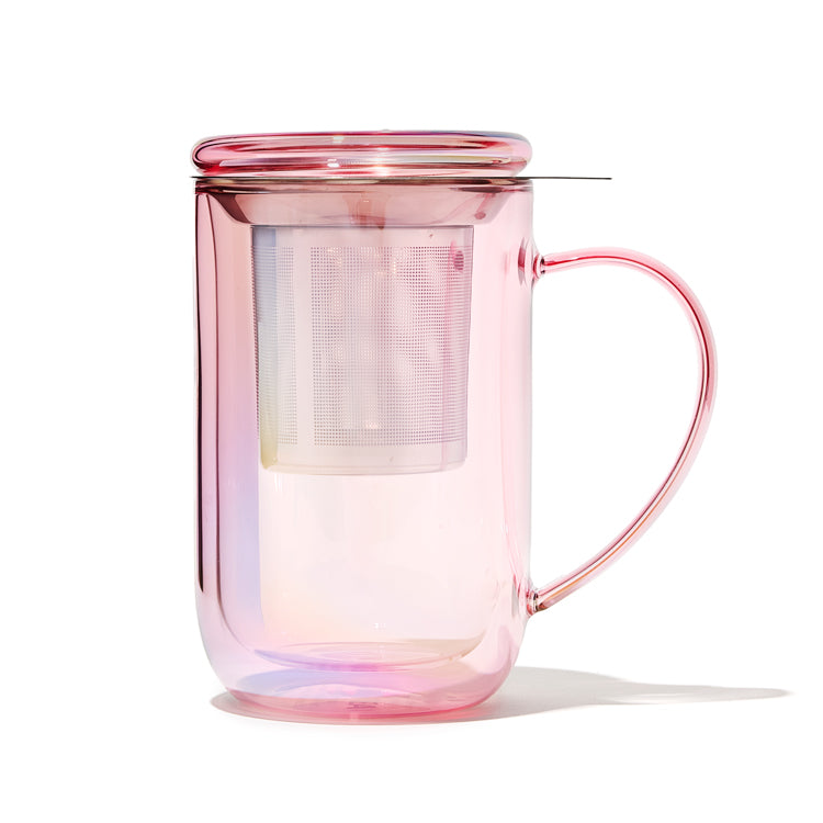 Iridescent Pink Double Walled Glass Nordic Mug