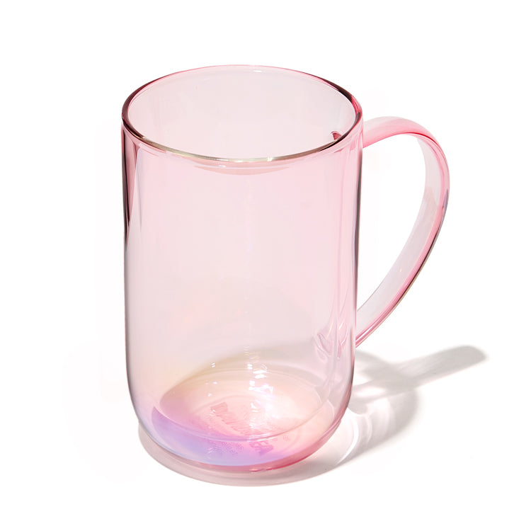 Iridescent Pink Double Walled Glass Nordic Mug