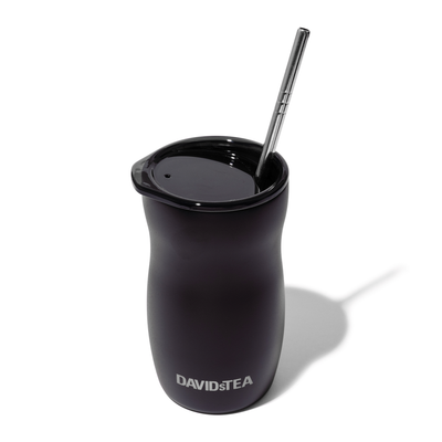 Duo Tasse à maté noire et paille bombilla