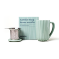 Green Nordic Mug with lid, stainless steel infuser and matching gift box.