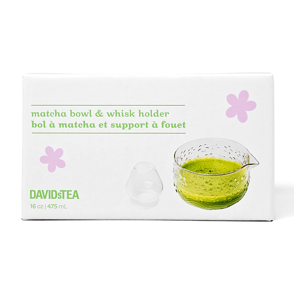 Clear glass matcha bowl in packaging