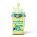 Front view of the Matcha To Go tumbler and single serves package