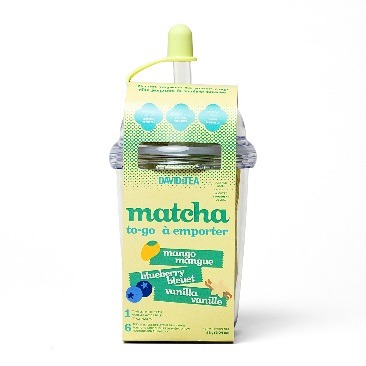 Ensemble gobelet et portions individuelles Matcha à emporter