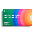 Closed Matcha Love 8 Tea Sampler box with a colourful design