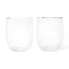 Set of two clear double walled glass bubble cups