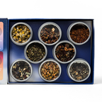 Opened Dreamy Herbals 8 Tea Sampler showing eight herbal tea blends