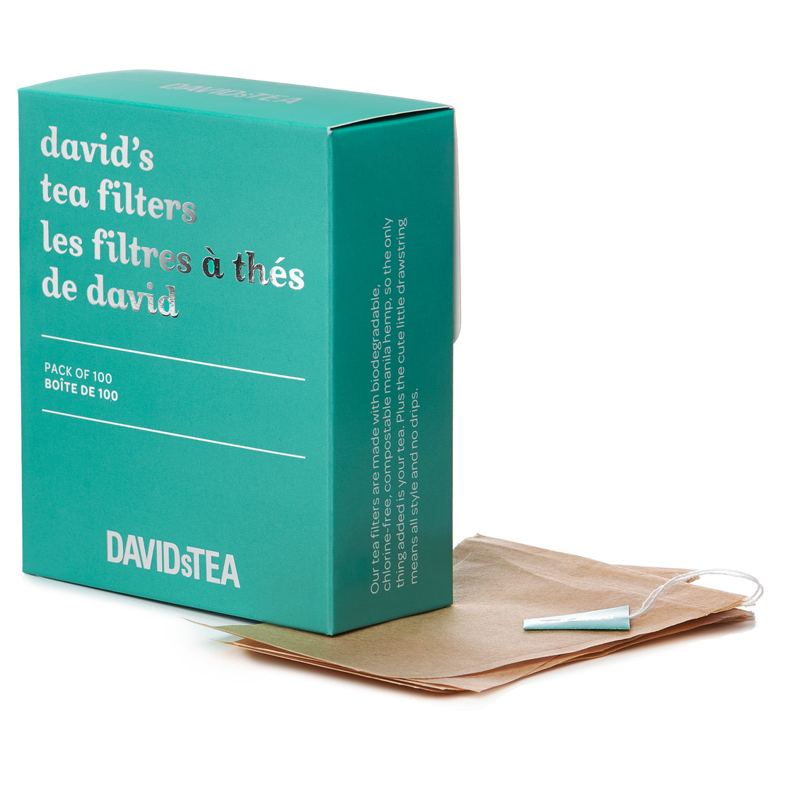 Les filtres à thé de David paquet de 100
