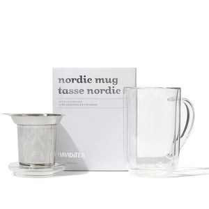 Double Walled Glass Nordic Mug with Infuser  front view