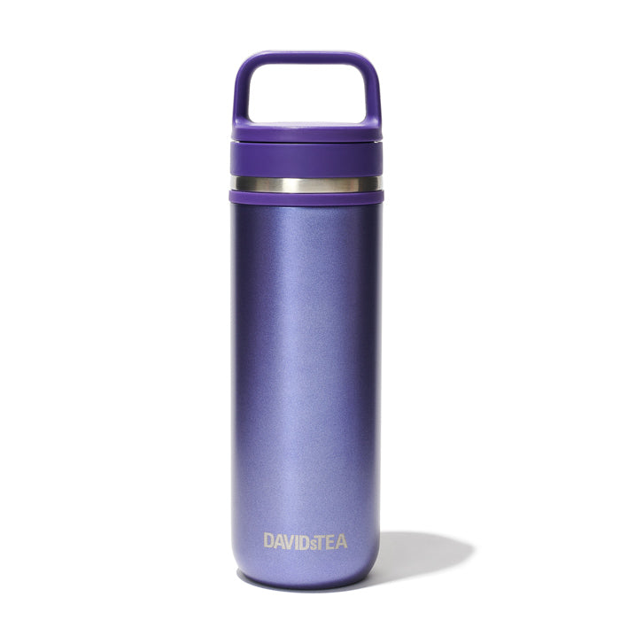 Tasse de voyage à poignée mauve métallique