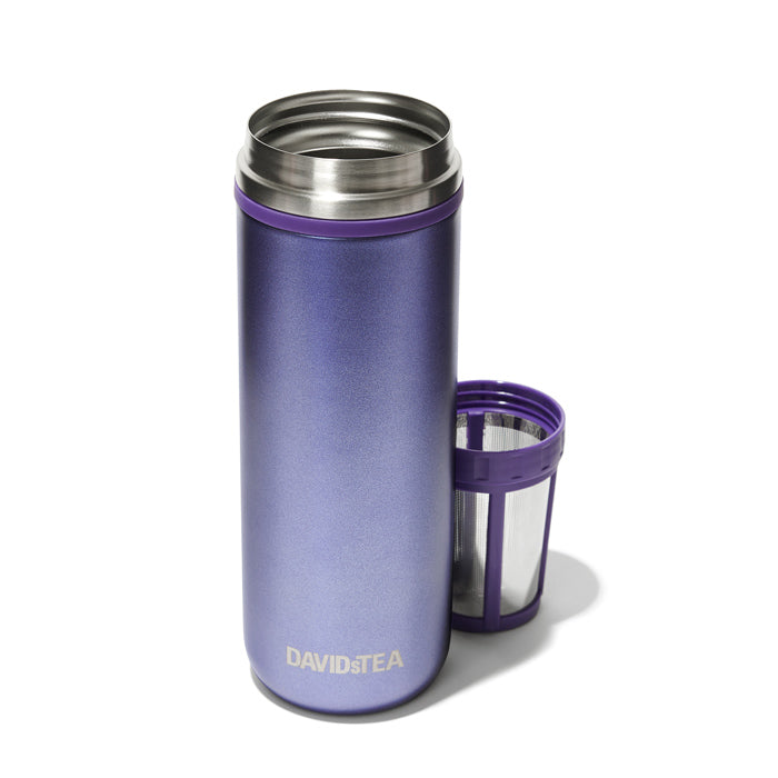 Tasse de voyage à poignée mauve métallique