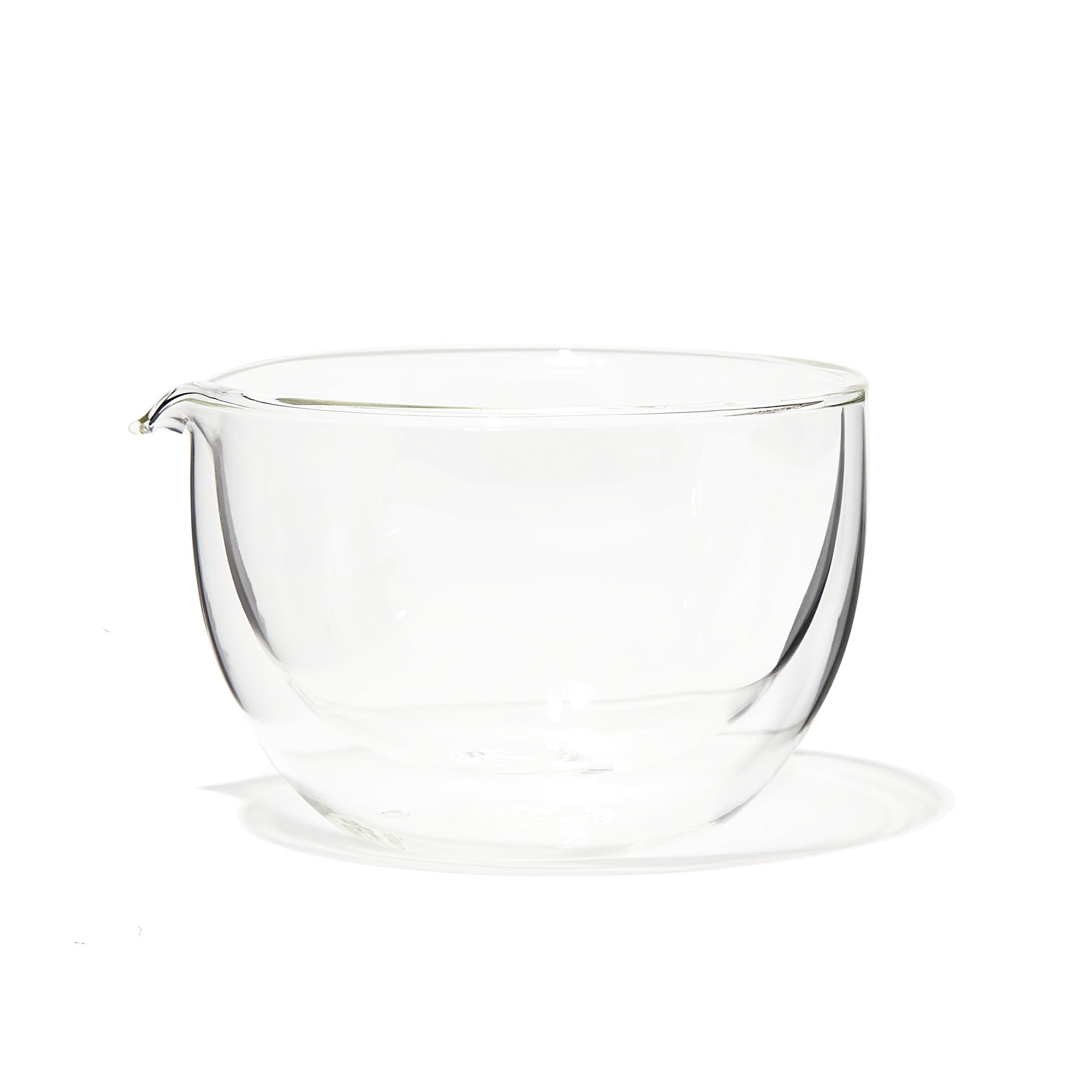 Double Walled Glass Matcha Bowl With Spout  front view