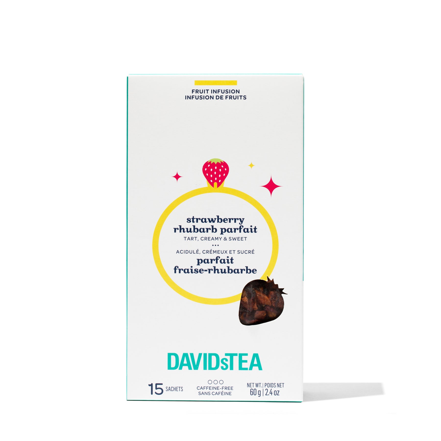 Strawberry Rhubarb Parfait Tea Pack of 15 Sachets Herbal front view