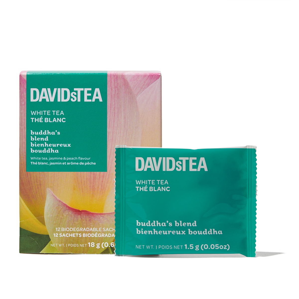 Buddha's Blend Tea Pack of 12 Sachets White front view
