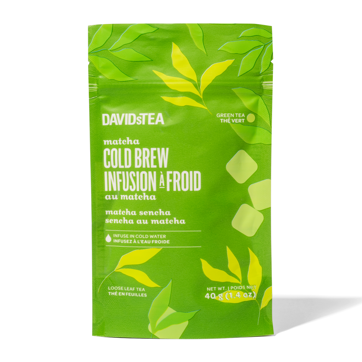 Matcha Sencha Cold Brew Tea Green front view