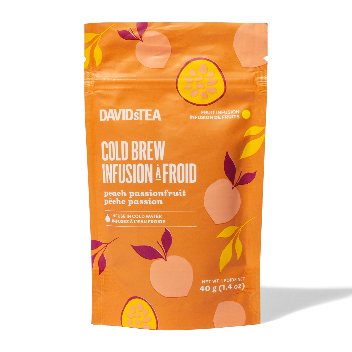 peach passionfruit cold brew tea bag front view
