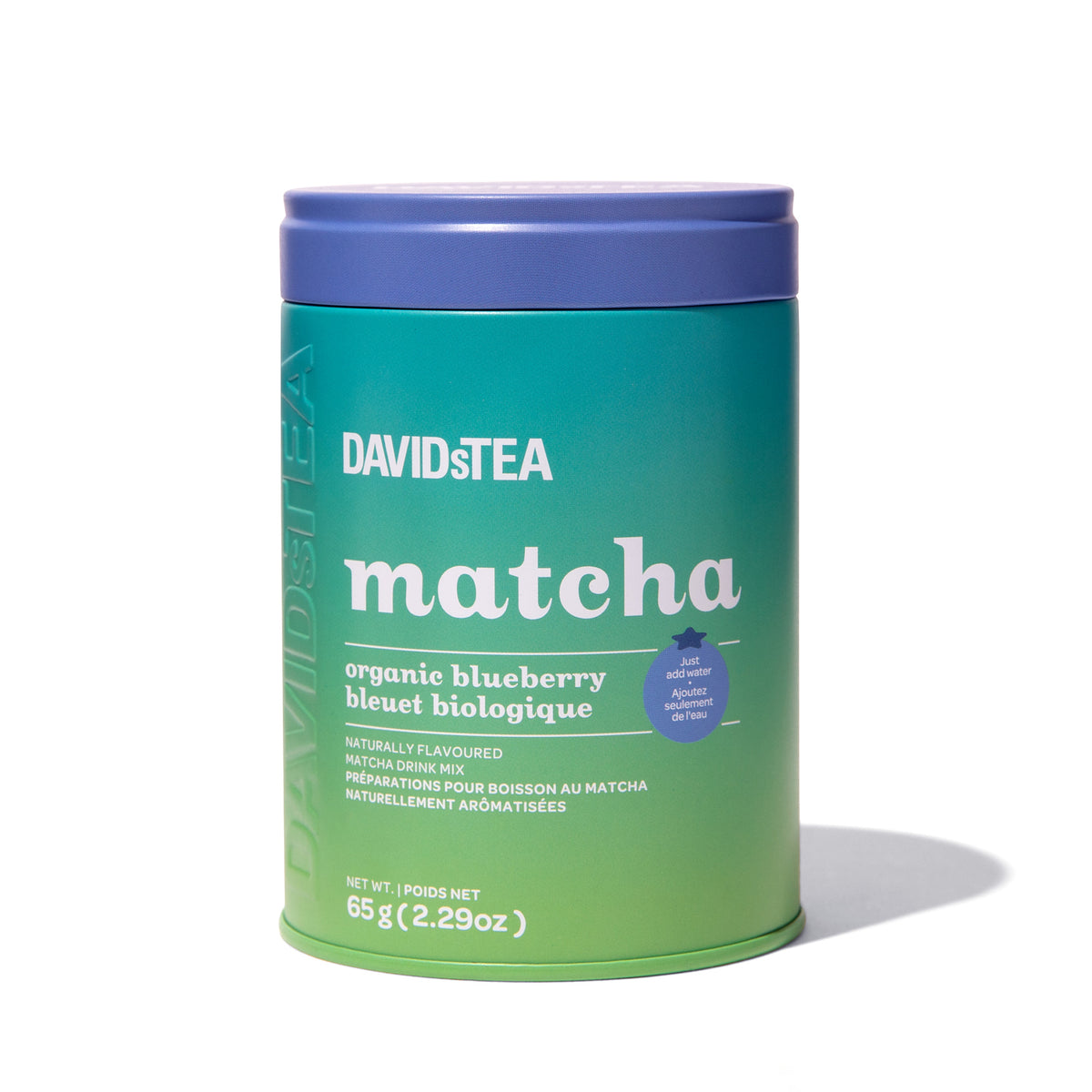 Organic Blueberry Matcha Tea Tin Matcha Drink Mix front view