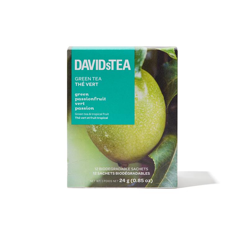 Green Passionfruit Tea Pack of 12 Sachets Green front view