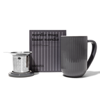 Sesame Grey Ribbed Nordic Mug  front view