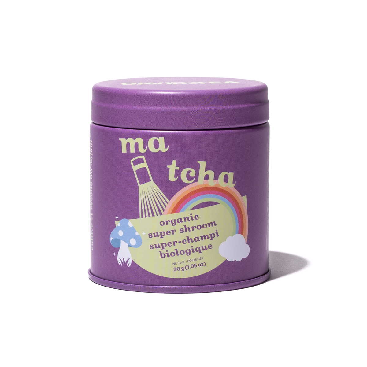 Organic Super Shroom Matcha Mini Tea Tin Matcha front view