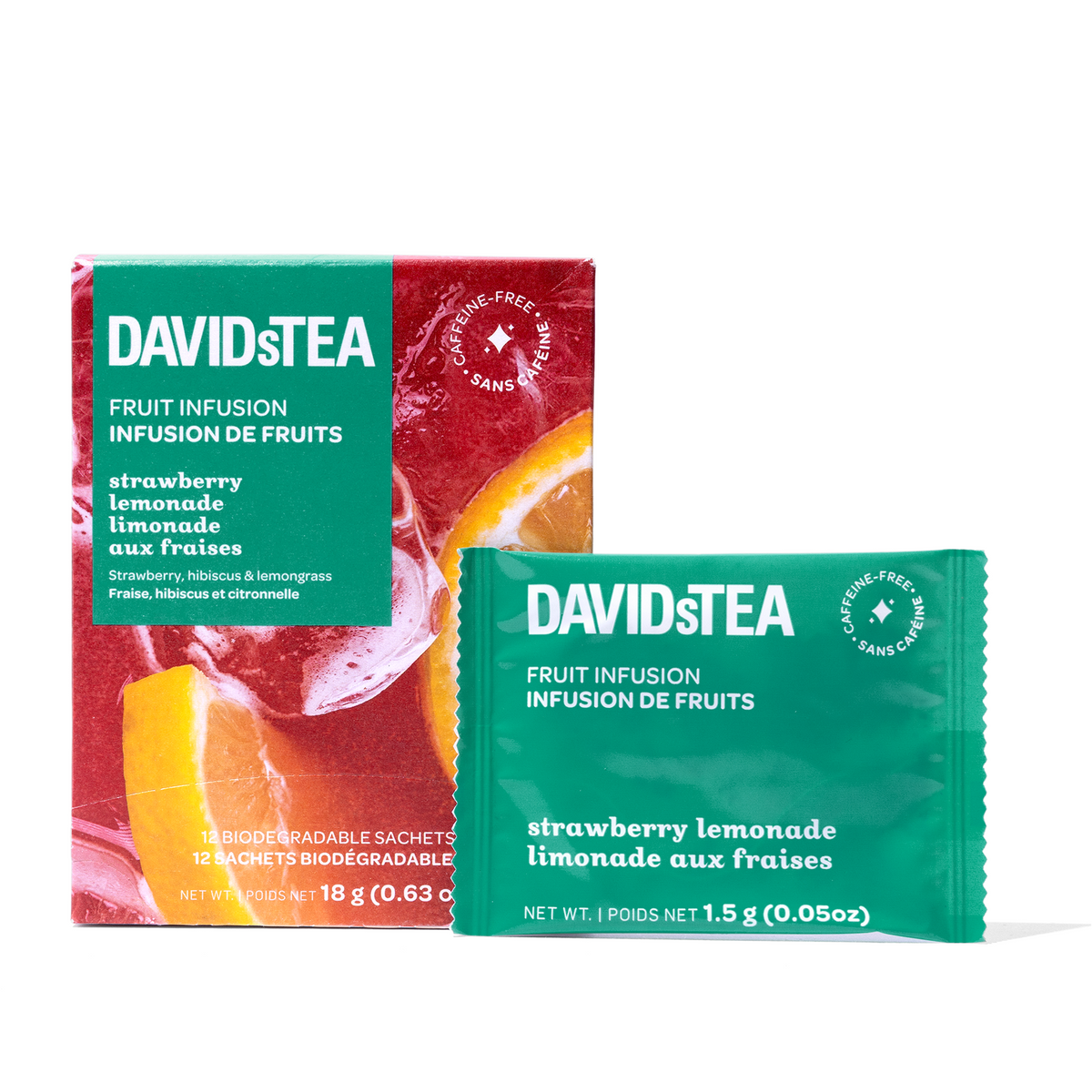 Strawberry Lemonade Tea Pack of 12 Sachets Herbal front view