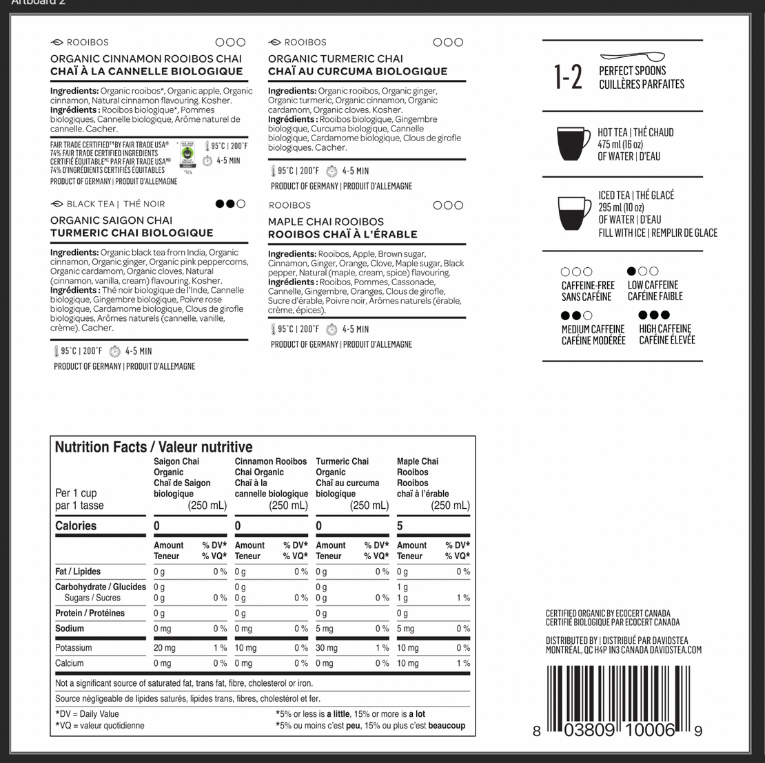 Chai Teas 4 Tea Sampler
