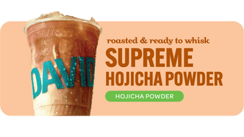 Cup of creamy hojicha nutty and delcious