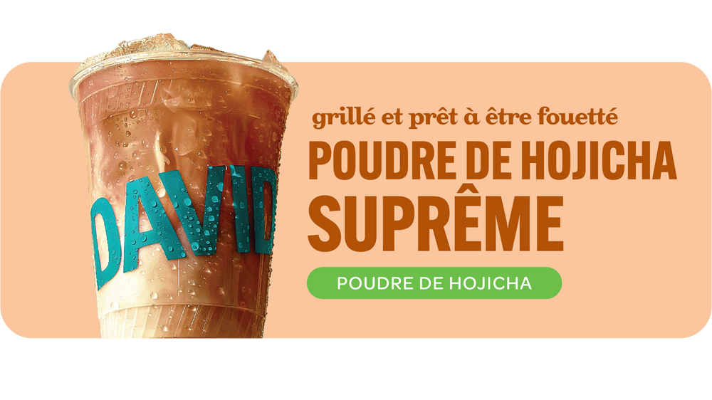 Poudre de Hojicha Suprême servie sur glace.