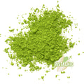 organic green matcha powder on a white background