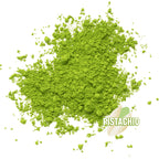 organic green matcha powder on a white background