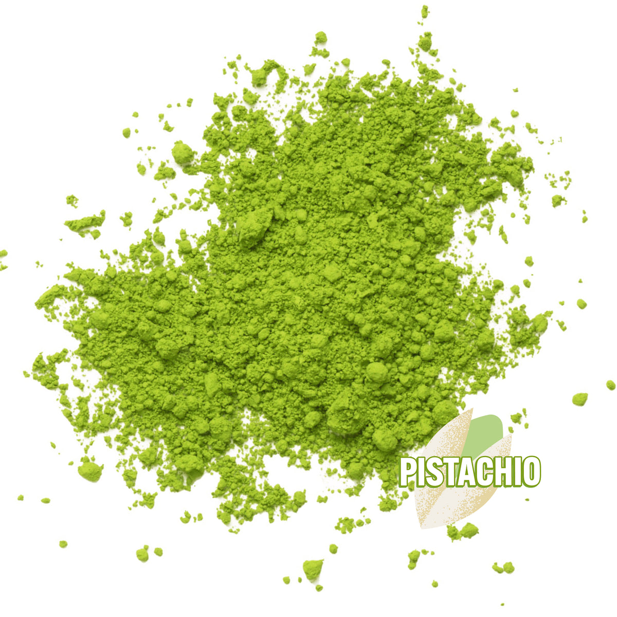 organic green matcha powder on a white background