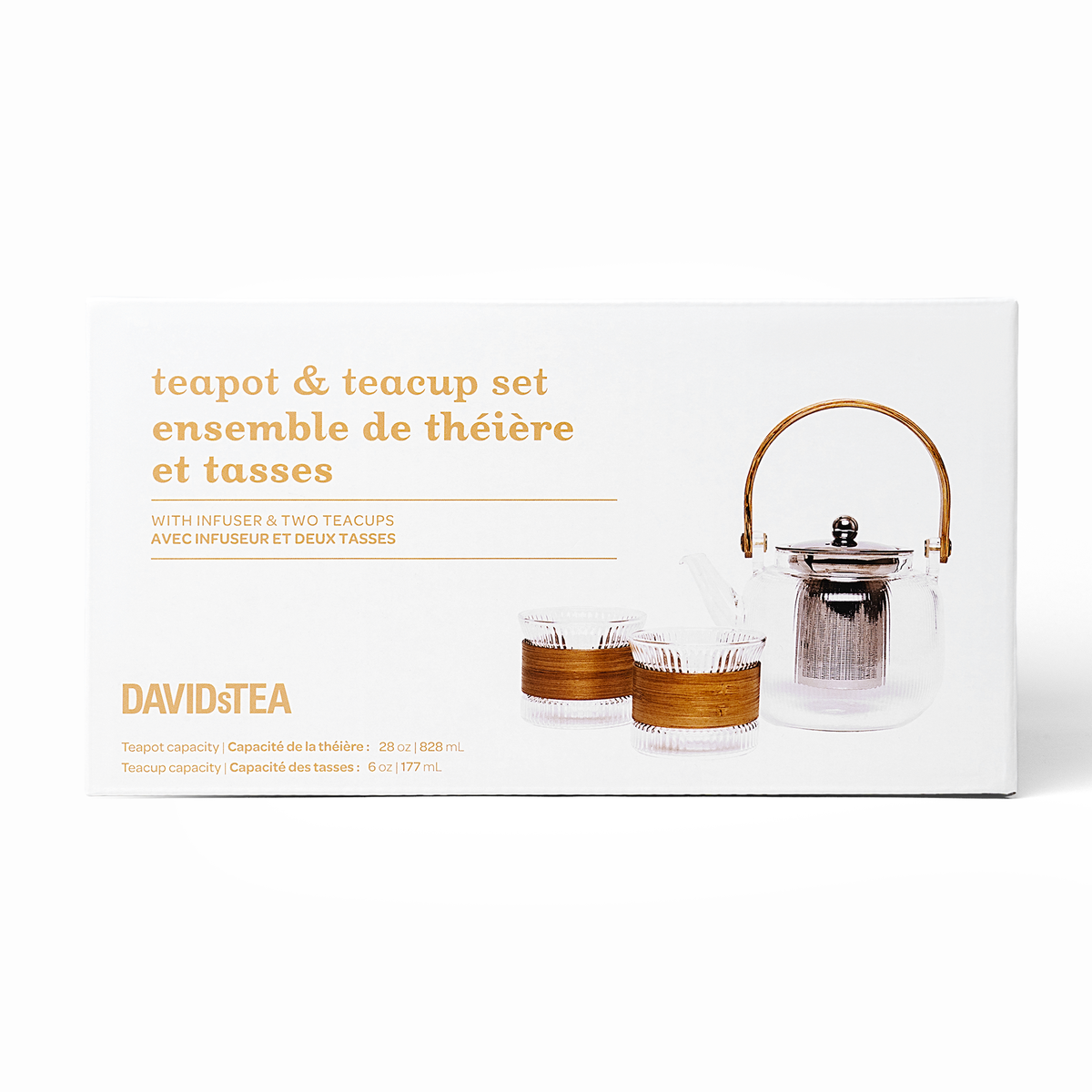 Ribbed glass teapot set box