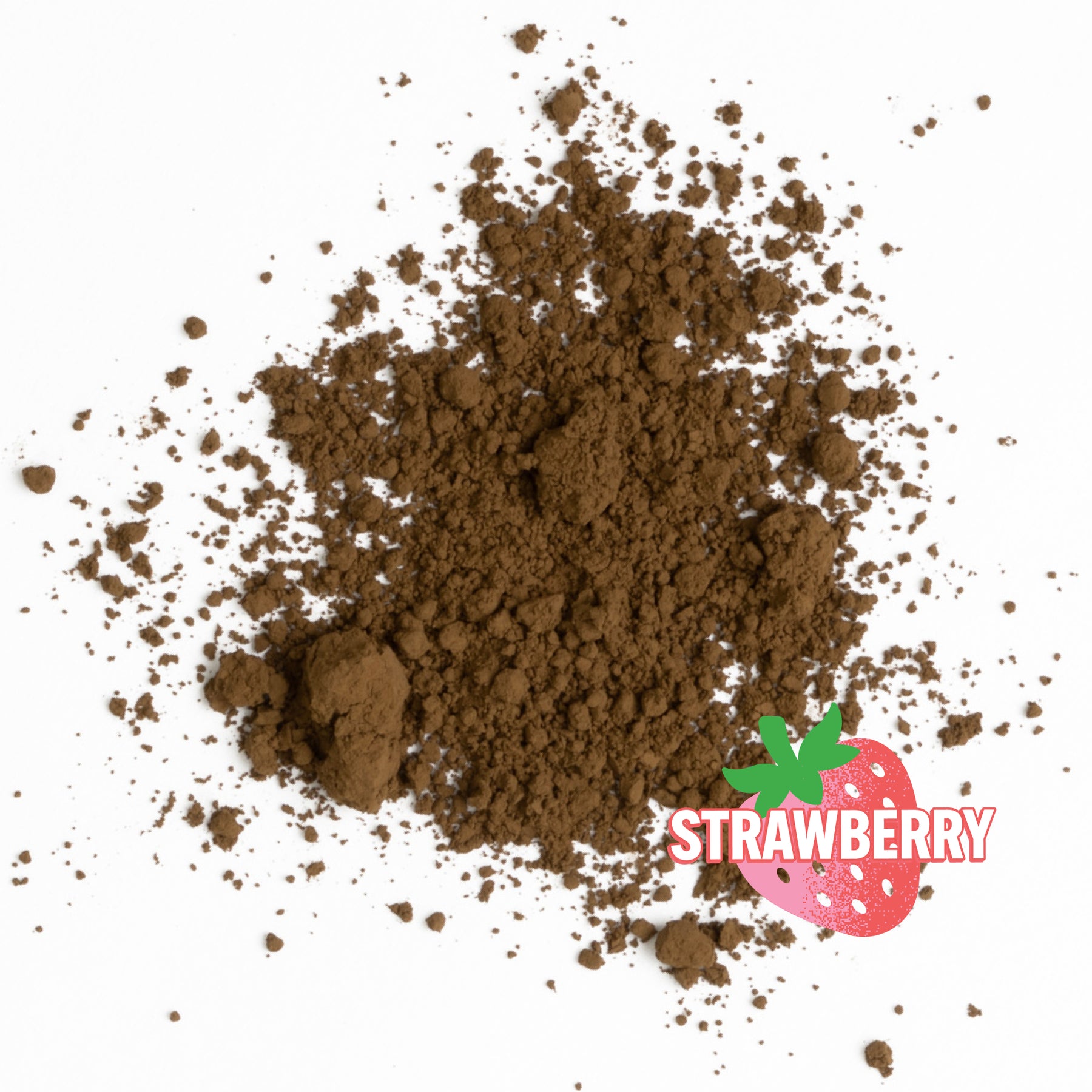strawberry flavored hojicha powder on a white background 